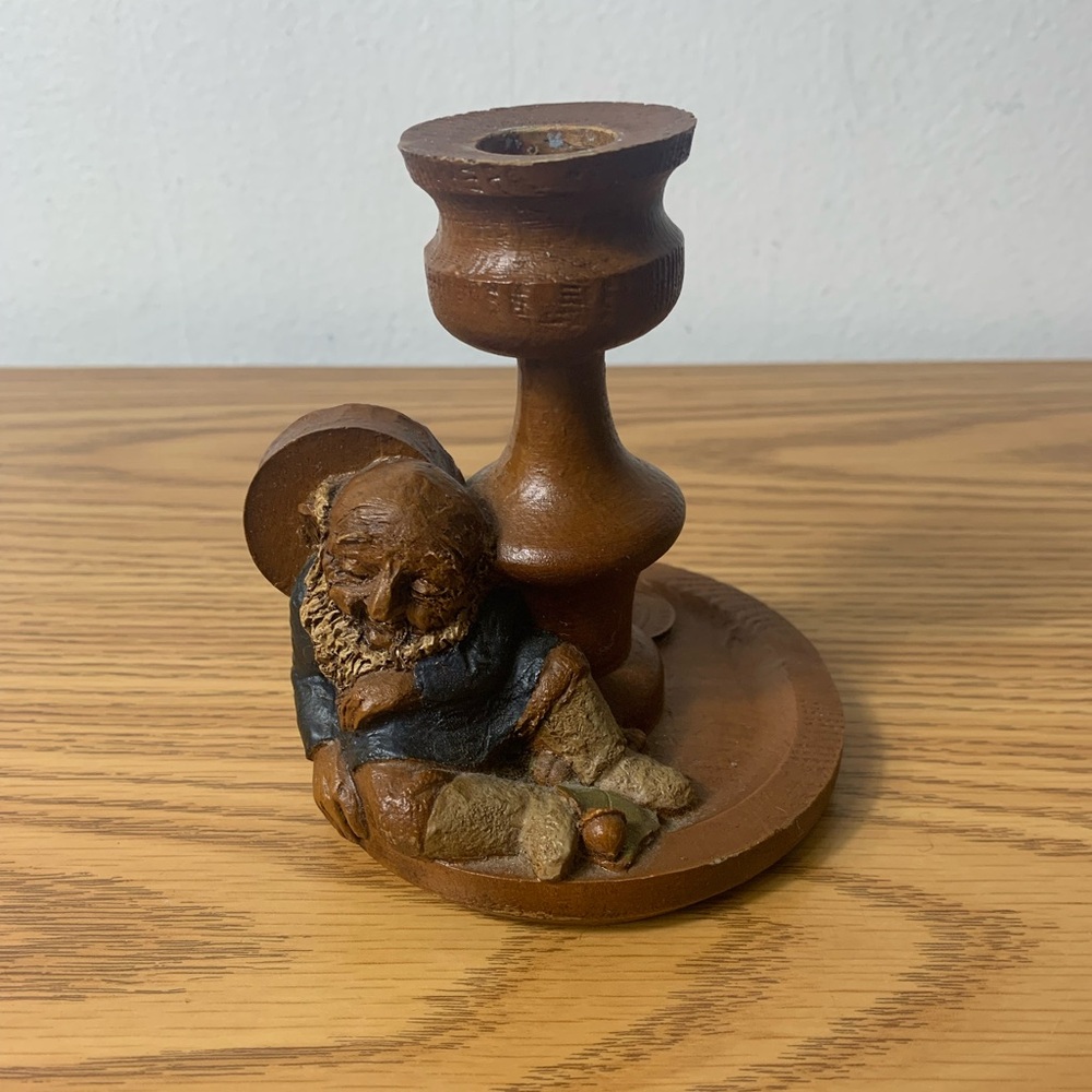 Thomas Clark Folk Art Gnome Candle Holder 1982